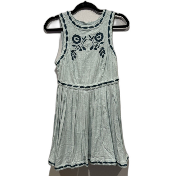 NWOT Free People Delightful Birds of a Feather Dress Embroidered Teal Women sz 4 - Picture 1 of 11